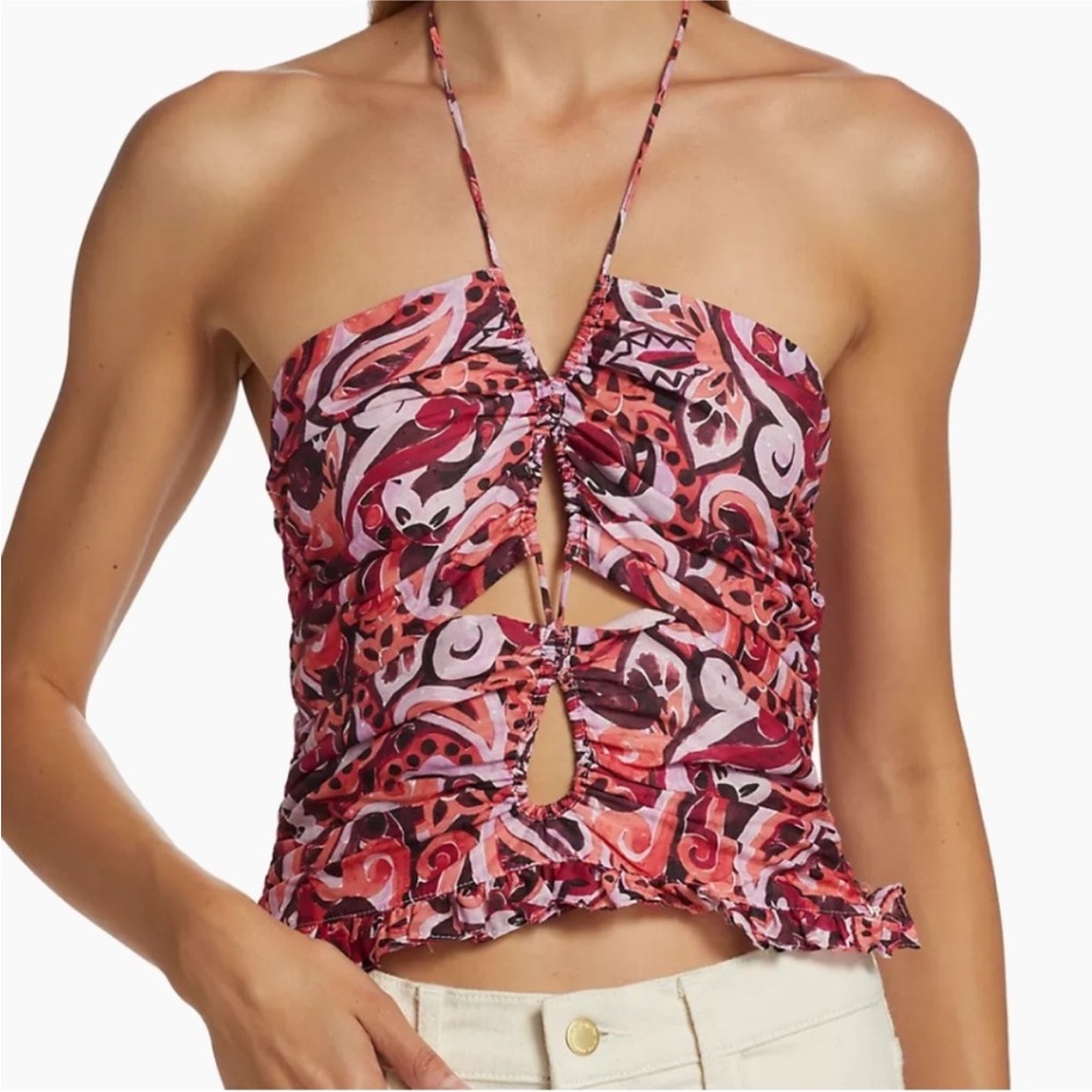 NWT Magali Pascal $295 Sevres Printed Silk-Blend Top Size S